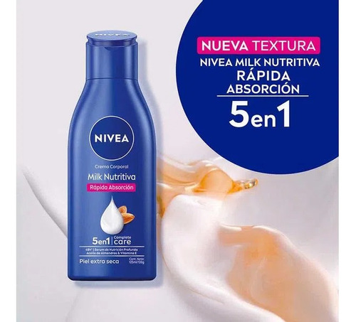  Crema Nivea Milk Nutritiva Rápida Absorción 5 En 1 X125ml