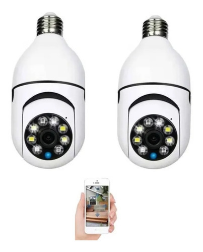 Kit 2 Câmera Lâmpada De Segurança Wifi Ip 360° Yoosee Espia Cor Branco