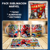 Plantillas Sublimacion Marvel. Tazas, Almohadas, Vectores