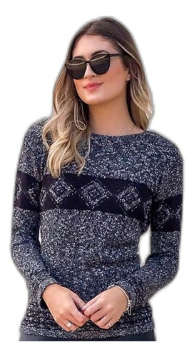 Blusa De Trico Tricot Feminina Losango Inverno Frio Malha