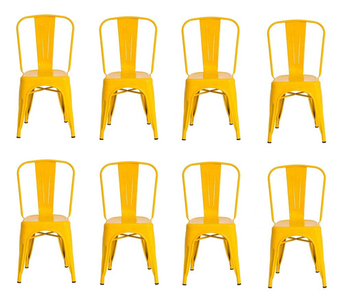 Kit 8 Cadeiras Tolix Industrial Aço Reforçado Allight