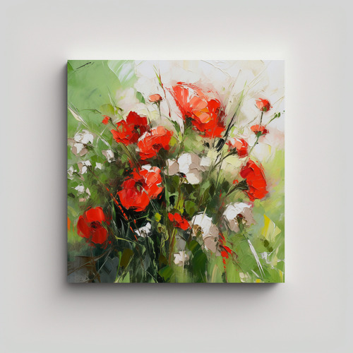 70x70cm Cuadro De Arte Floral En Lienzo Bastidor Madera