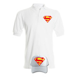 Camiseta Tipo Polo Superman Obsequio Gorra Serie White