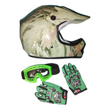 Casco Goggles Guantes Protectores Moto Infantil  Niño Niña