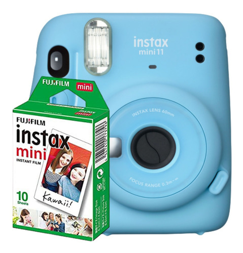 Câmera Instantânea Fujifilm Instax Kit Mini 11 + 10 Films Sky Blue
