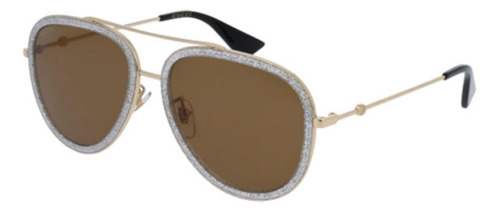 Gucci Gg0062s 004 Aviador Tranparente Brillante Dorado