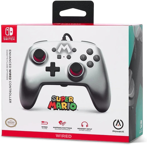 Control Pro Alambrico Power A Nintendo Switch Mario Silver