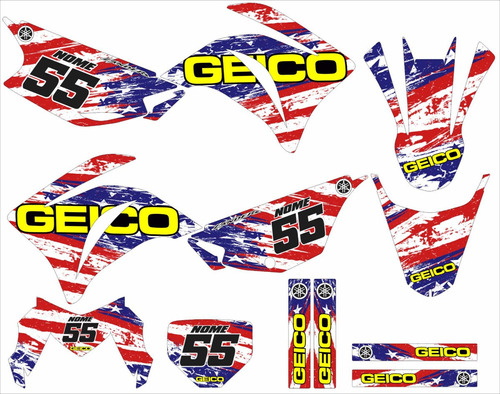 Kit Adesivo Trilha Gráfico Yamaha Xtz 250 Lander Geico Usa