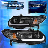 For 06-11 Honda Civic Fg2 Coupe 2dr Jdm Black Amber Led  Aac