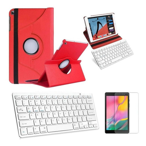 Capa/teclado/pel Para Galaxy Tab A8 Sm X200/x205 10,5  Verm
