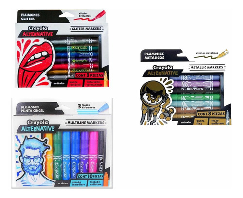 Crayola Alternative Plumones Multiline Metalic Glitter Promo