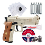 Co2 Beretta 92fs Nickel Madera .177 Pellets Paquete Xchws P