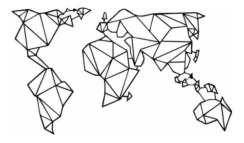 Mundo Geométrico  Mapa Cuadro Decorativo Mdf 3 Mm