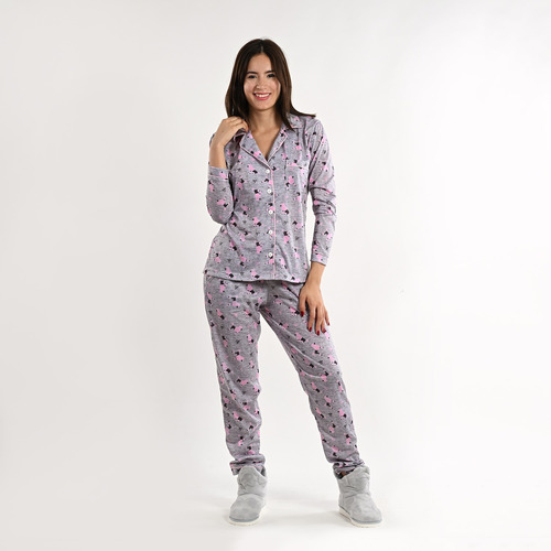 Pijama Camisero Invierno Modal Estampado Perritos Felicitas