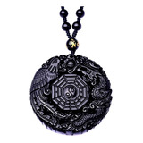 Collar De Obsidiana Dragon Fenix Ying Yang Bagua