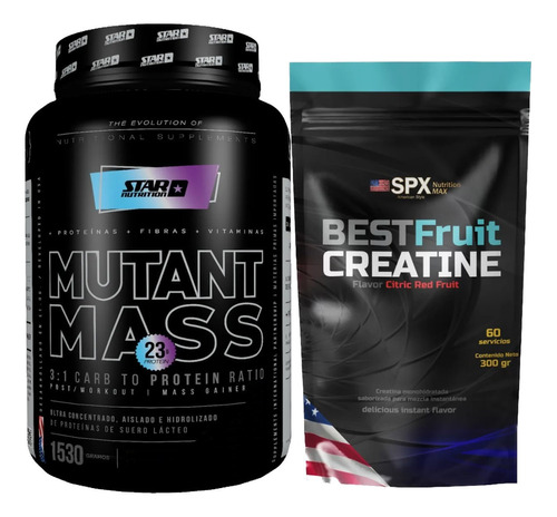 Creatina 300 Grs + Mutant Mass Star Nutrition 1,5 Kg Masa