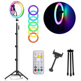 Kit 10 Polegada Colorido Ringlight Rgb Led Anel Luz 26 Cm