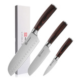 Keemake Santoku - Juego De 3 Cuchillos De Chef Japoneses Con