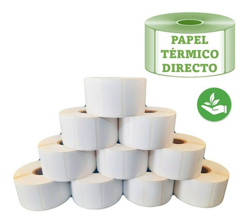 Etiquetas Térmica Directa 2x1 (51x25mm) 10 Rollos 1000 C/u Color Blanco