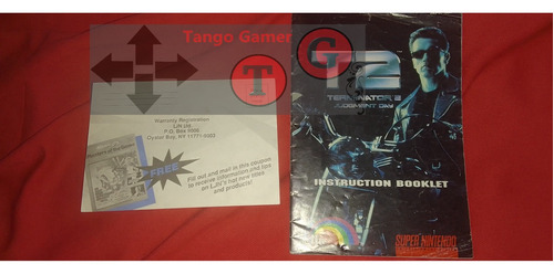 Manual Y Tarjeta Registro Terminator 2 / Super Nintendo Snes