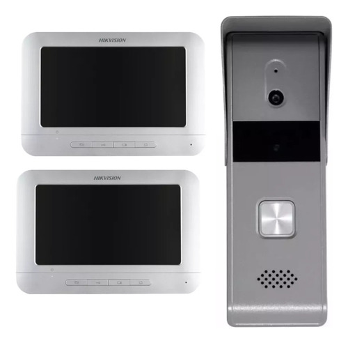 Kit1 Videoportero Hikvision Análogo Metálico Con 2 Monitores