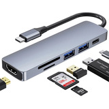 Adaptador Usb C 6 En 1 Hub 3.0 Tipo C Hdmi 4k Sd Hub Calidad