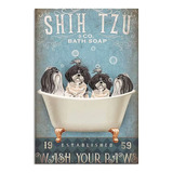 Shih Tzu - Letrero De Metal Para Perro, Shih Tzu  Jabon Dive