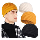 Paquete De 3 Gorros De Pescador De Lana Para Hombre, Gorro D