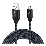 Cable Cargador Usb A Micro Usb | 4,5 M / Negro Trenzado