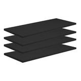 Kit 4 Prateleiras 40x25cm Mdf Preto Suporte Grátis 40254p