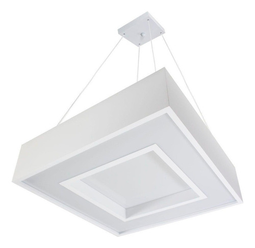 Lustre Pendente Quadrado Branco / Preto 45x45 4 E27 St4541