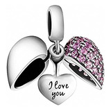 I Love You Heart Charm Bead Crystal 925 Sterling Silver Para