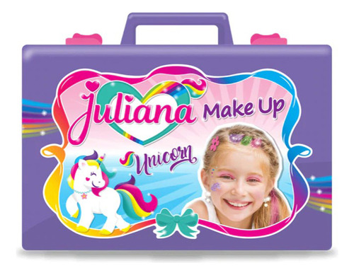 Valija Juliana Make Up Unicornio Grande Color Lila