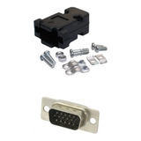 10 Peças - Conector Hd15 Vga Macho + Capa Kit Curto Pt 