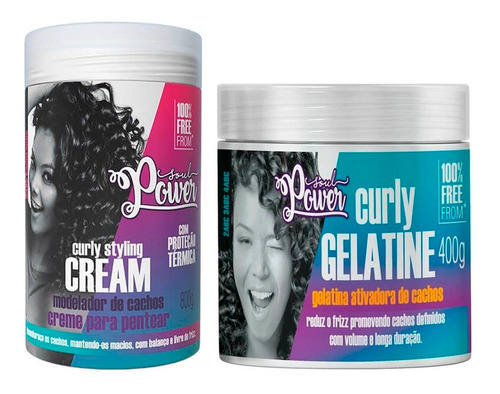 Creme Curly Styling Poter 800g+ Gelatina Ativador Soul Power