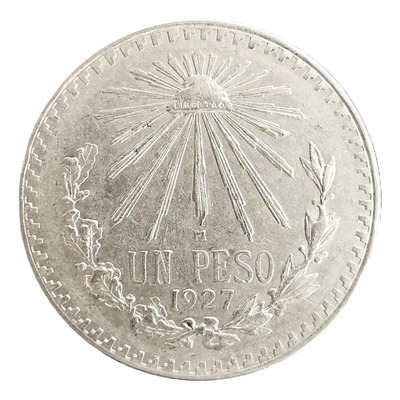 Moneda Un Peso Resplandor 1927  Fecha Escasa Plata Ley 0.720 | Envío gratis