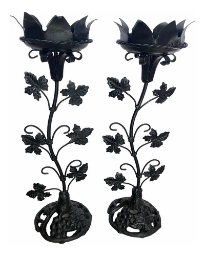 Candelabros Par Hierro Forjado Hojas