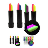 Labial Fluo X 4 Maquillaje Brilla Luz Negra Uv Cotillón