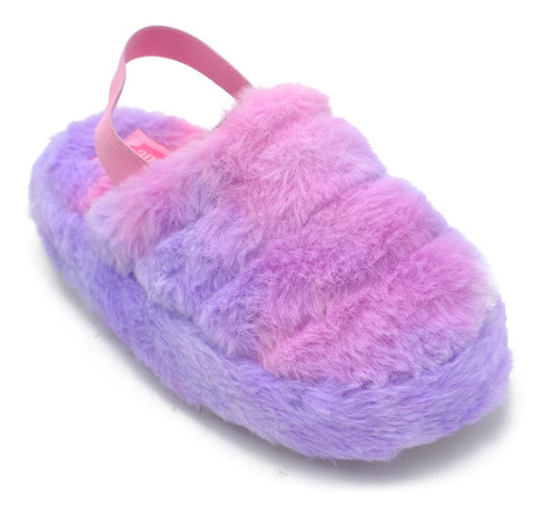 Sandalias Pantuflas Niña Andrea Peluche Rosa Huarache Comoda