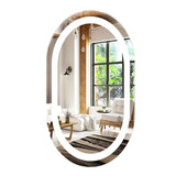 Espelho Oval Jateado Com Led Frio - 70x100cm