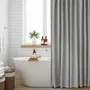 Set 13 Piezas Cortina De Baño Símil Tusor + Ganchos Premium Gris Oscuro Lisa