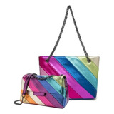 Bolso De Mujer A De Estilo Moderno Rainbow, 2 Piezas