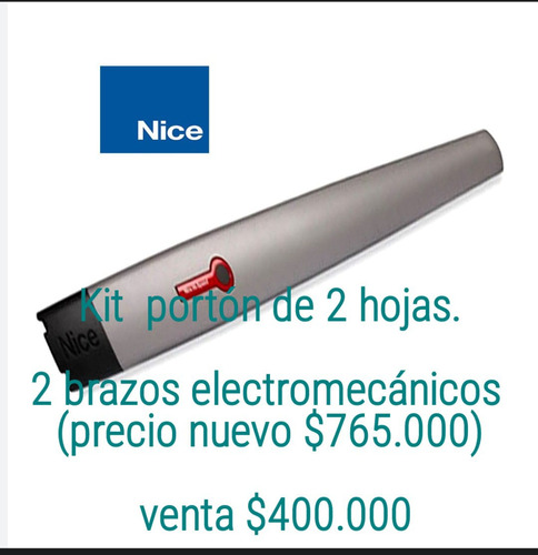 Kit Eléctrico Para Portòn De 2 Hojas Marca Nice 