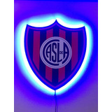 Cuadro Escudo Pared San Lorenzo Con Luces Led Azul + Tecla