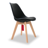 Silla Eames Negra Pack 4 Con Cojín Eco Cuero París / R2956