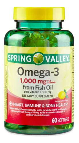 Spring Valley Ômega 3 - 1000mg - 60 Softgels Sabor Limão