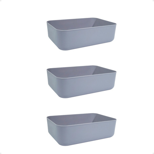 Set X3 Canasto Organizador Plastico Linea Moderna 26x18x8 Cm