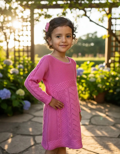 Vestido Niña, Tejido De Punto Deshilado, Varios Colores