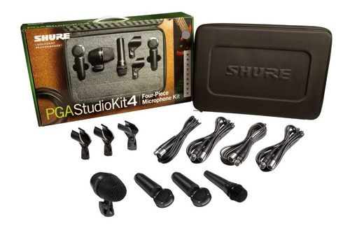 Shure Pga Studio Kit 4 Set De 4 Micrófonos Para Batería Color Negro
