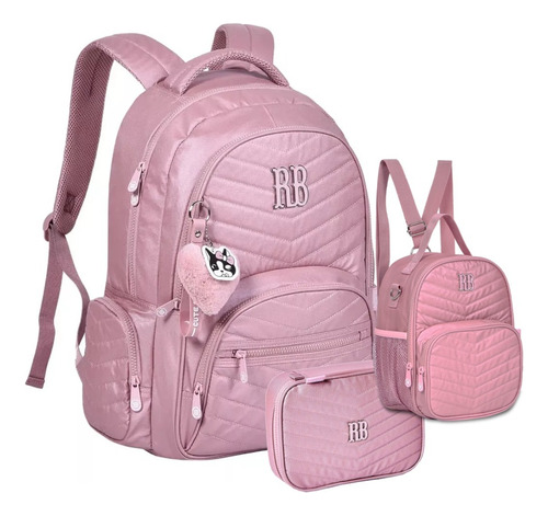 Mochila 17  Rb24051 + Lancheira Term+estojo  Rebecca B. Rosa